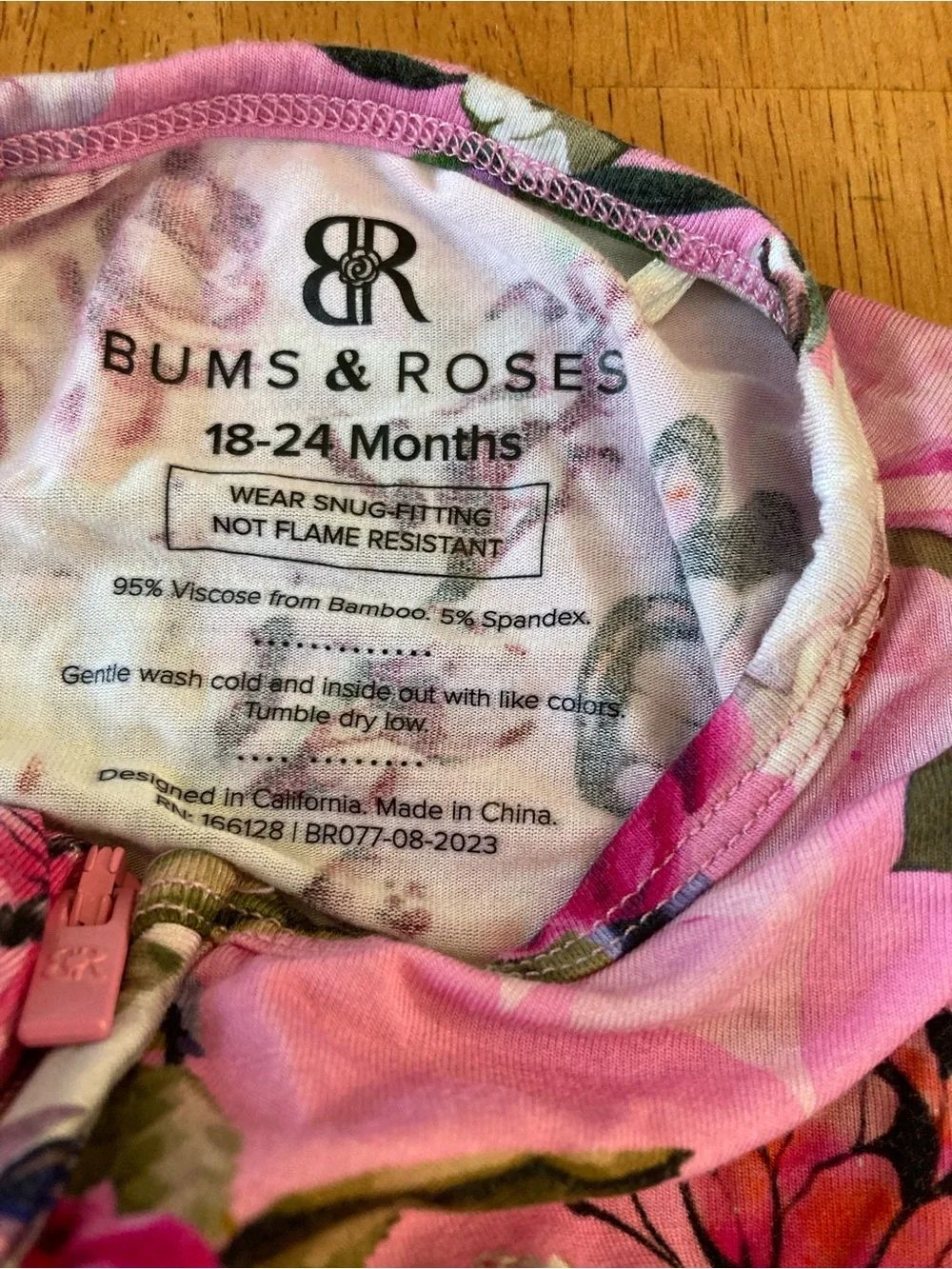 Bums and Roses Bamboo Floral Sleeper with Ruffle Detail - 12-18mos